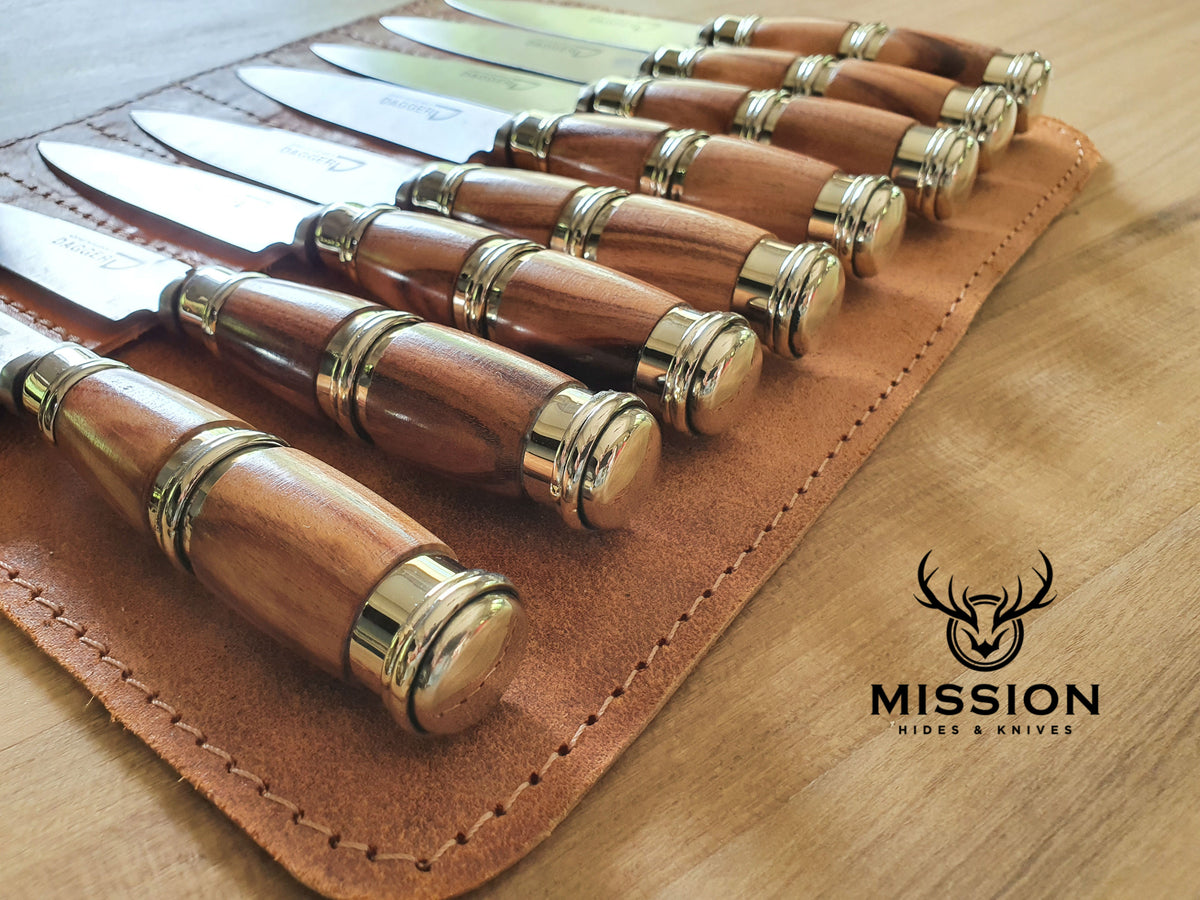 STEAK KNIVES SET X 8 Handmade Gaucho Premium Stainless Steel Mission  Argentina. 