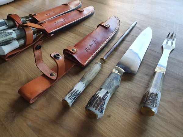 Argentine BARBECUE SET Deer Horn. 11" Blade . Mission Argentina.