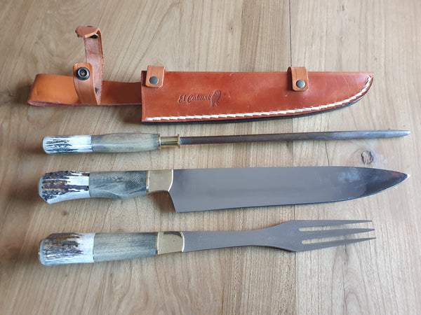 Argentine BARBECUE SET Deer Horn. 11" Blade . Mission Argentina.