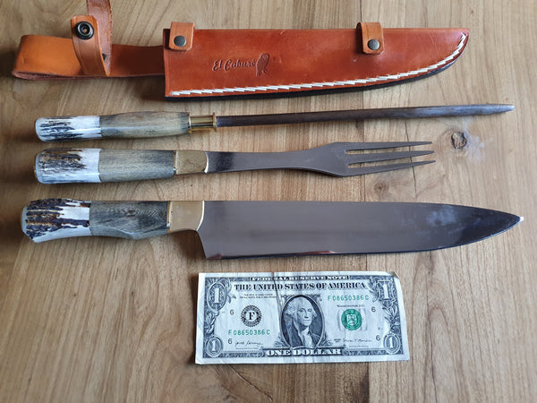Argentine BARBECUE SET Deer Horn. 11" Blade . Mission Argentina.