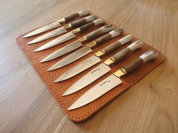 STEAK KNIVES SET x 8 Stainless Steel  Deer Horn Handle Mission Argentina. C210x8