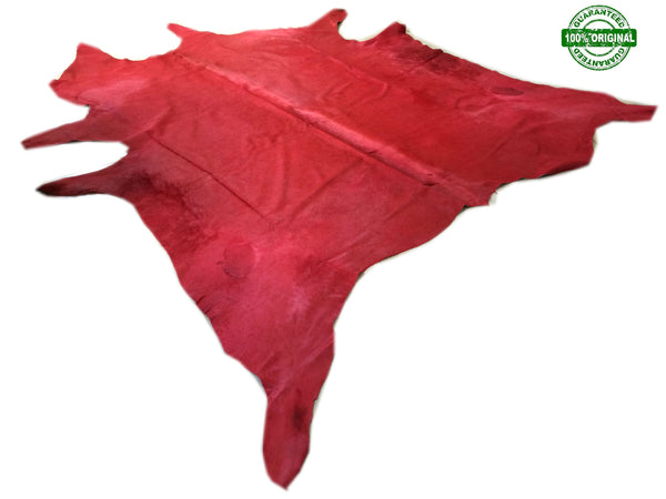 Cowhide Rug  RED  Dyed Gorgeus! Unique! XL  Cow Hide Rug Peau de Vache