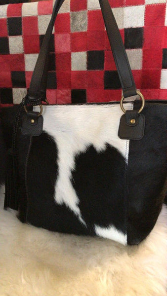 Cowhide Purse Unique Piece Cow Hide Handbag. Leather Bag.