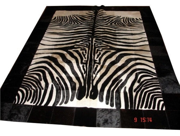 Cowhide Rug ZEBRA Black&White XL 2.4m x 1.8m Peau de Vache Imprimée  Piel de Vaca Impresa Cebra