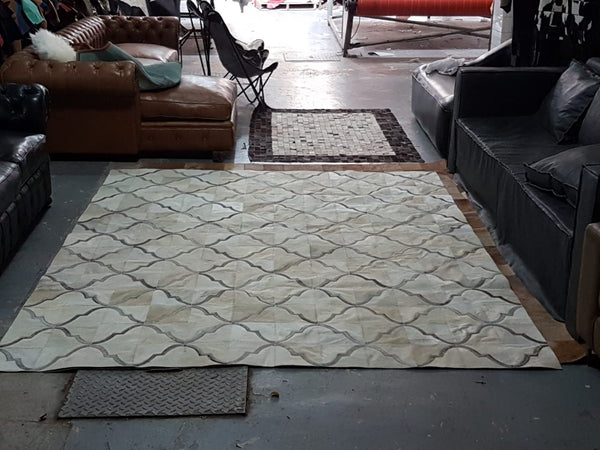 Amazing Gray Patchwork Cowhide Rug