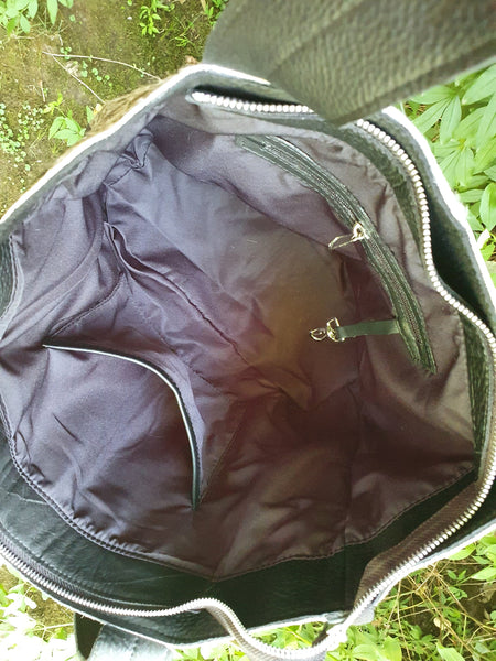 Cowhide  Purse GRAY Unique Piece Cow Hide Handbag. Leather Bag.