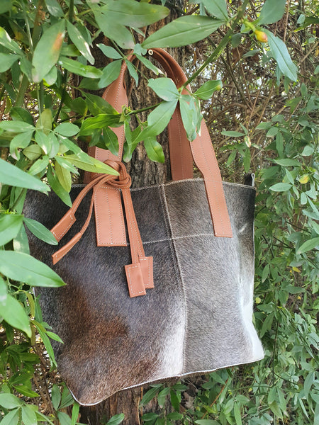 Tote Bag. Shopping Bag  Cowhide  Handbag. Unique Piece Cow Hide Handbag. Leather Bag.