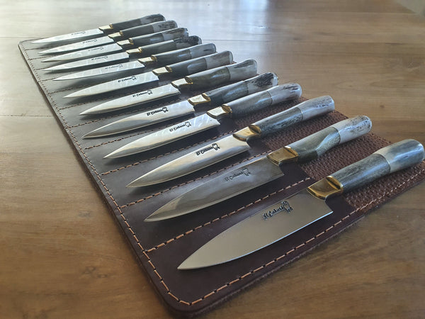 STEAK KNIVES SET x 12 Deer Horn Stainless Steel  Mission Argentina. C210x12