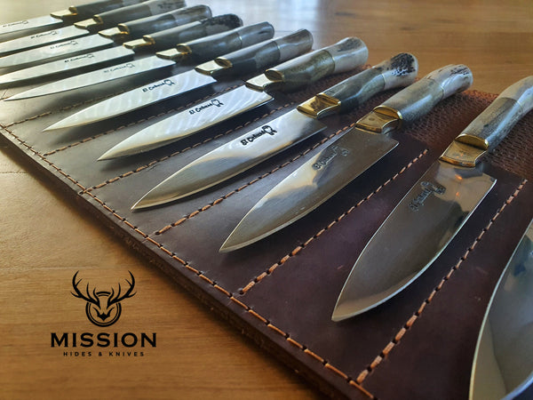 STEAK KNIVES SET x 12 Deer Horn Stainless Steel  Mission Argentina. C210x12