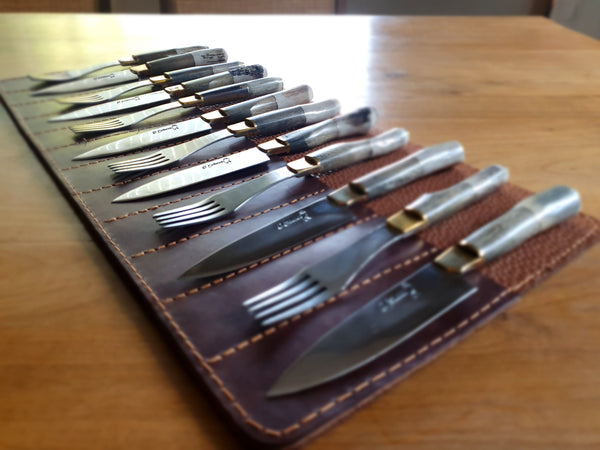 STEAK KNIVES FORK Set x 6 Deer Horn Argentine Gaucho  Stainless Steel  Mission Argentina.