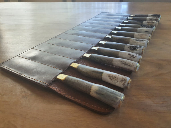 STEAK KNIVES SET x 12 Deer Horn Stainless Steel  Mission Argentina. C210x12