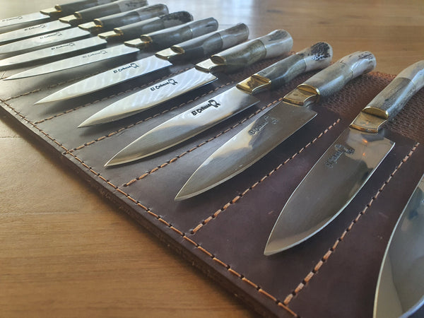 STEAK KNIVES SET x 12 Deer Horn Stainless Steel  Mission Argentina. C210x12