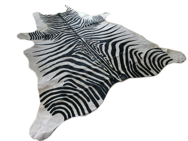 Cowhide Rug ZEBRA Black&White XL 2.4m x 1.8m Peau de Vache Imprimée  Piel de Vaca Impresa Cebra