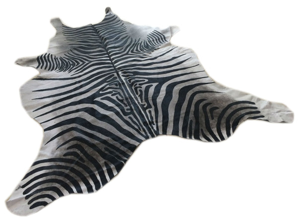 Cowhide Rug ZEBRA BLACK WHITE Unique!  a271 7.6 x 6.6 ft Peau de Zebre  Piel de Vaca Impresa Cebra