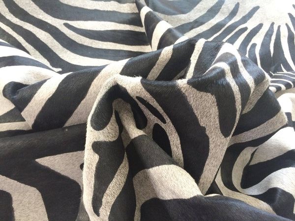 Cowhide Rug ZEBRA BLACK WHITE Unique!  a271 7.6 x 6.6 ft Peau de Zebre  Piel de Vaca Impresa Cebra