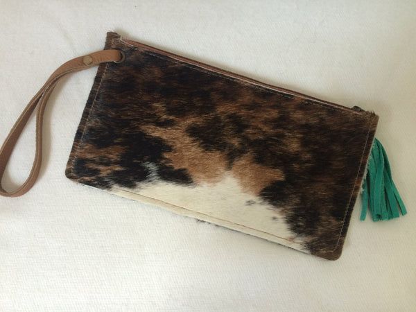 Cowhide Clutch Unique Piece Cow Hide Handbag. Leather Bag.