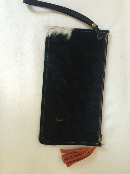 Cowhide Clutch Unique Piece Cow Hide Handbag. Leather Bag.