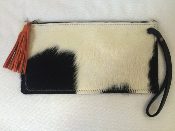 Cowhide Clutch Unique Piece Cow Hide Handbag. Leather Bag.