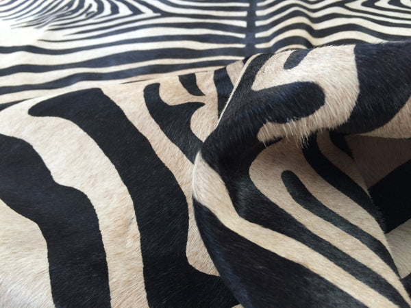 Cowhide Rug ZEBRA BLACK WHITE Unique!  a347 7.5 x 6.2 ft Tapi Peau de Vache imprimee