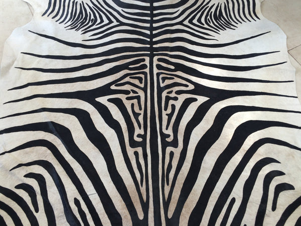 Cowhide Rug ZEBRA BLACK WHITE Unique!  a347 7.5 x 6.2 ft Tapi Peau de Vache imprimee