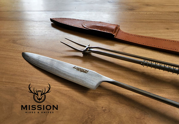 Argentine Gaucho Asado  Barbecue Set Knife Fork Stainless Steel. Mission Argentina.