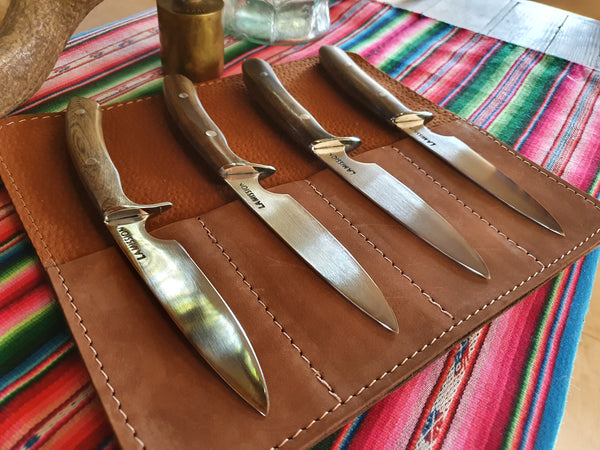 SET OF 4 STEAK KNIVES  Argentine Gaucho Wood Handle Stainless Steel 420 Mission Argentina.