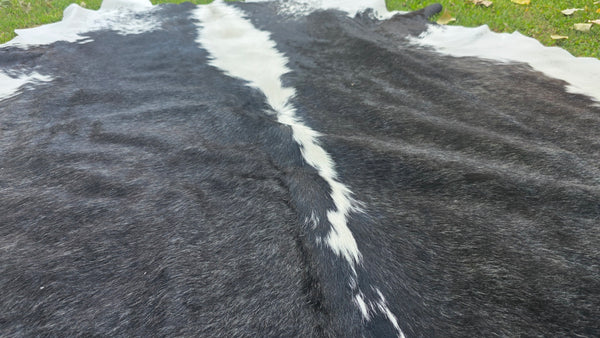 XL BLACK  Cowhide Rug Peau de Vache. Tapis gris