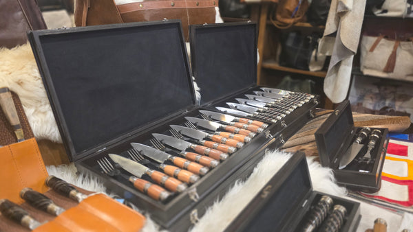 Steak Knives Set x 6 Forks & knives Wooden Box Juego de Cuchillos Asado. Premium. Mission Argentina