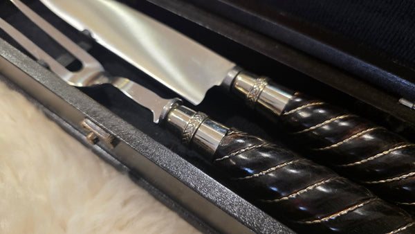 Argentine Gaucho Premium CARVING SET Knife Fork Sharpener Stainless Steel 8" Blade Mission Argentina.