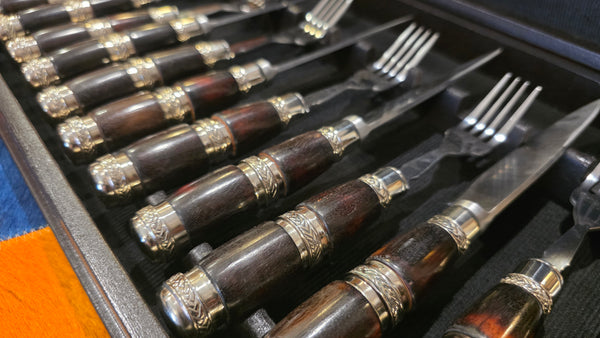 Steak Knives Set x 6 Knives Forks Wooden Box  Best Wedding Gift Registry  Mission Argentina