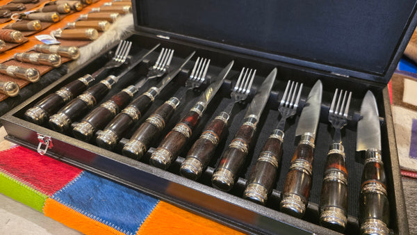 Steak Knives Set x 6 Knives Forks Wooden Box  Best Wedding Gift Registry  Mission Argentina