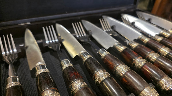 Steak Knives Set x 6 Knives Forks Wooden Box  Best Wedding Gift Registry  Mission Argentina