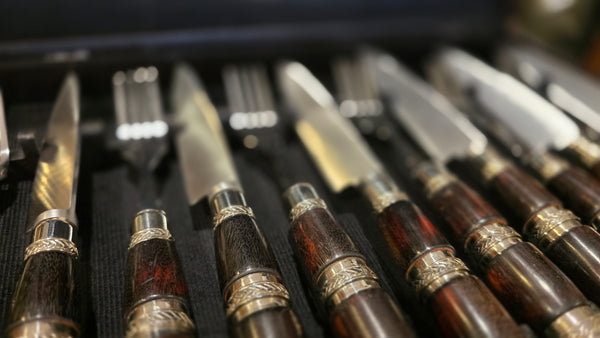Steak Knives Set x 6 Knives Forks Wooden Box  Best Wedding Gift Registry  Mission Argentina