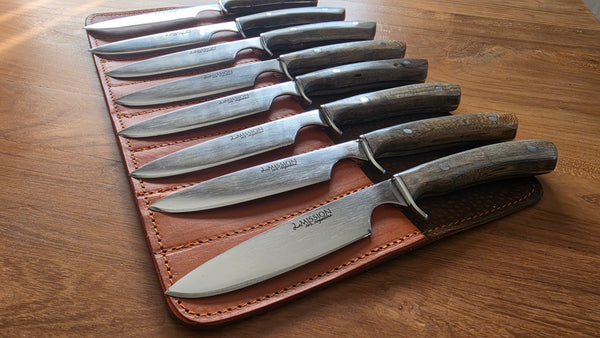SET OF 4 STEAK KNIVES  Argentine Gaucho Wood Handle Stainless Steel 420 Mission Argentina.