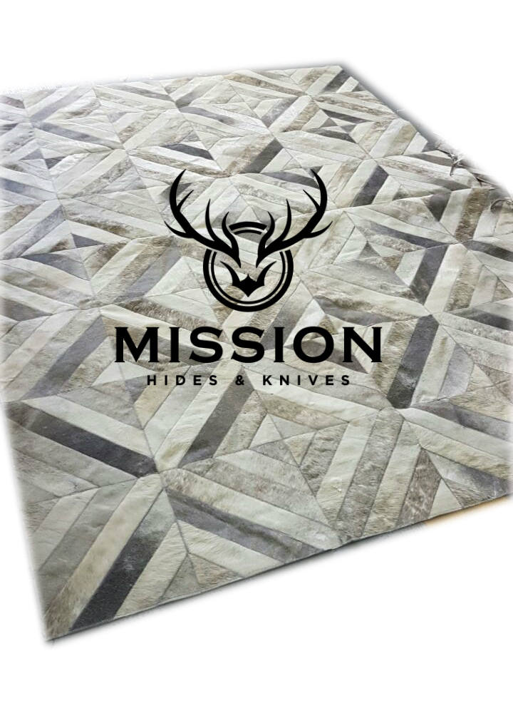 GREY Cowhide Patchwork Rug 6'x8'