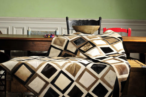 Cowhide Patchwork Rug.  Amazing Design! 6 ft x 8 ft!