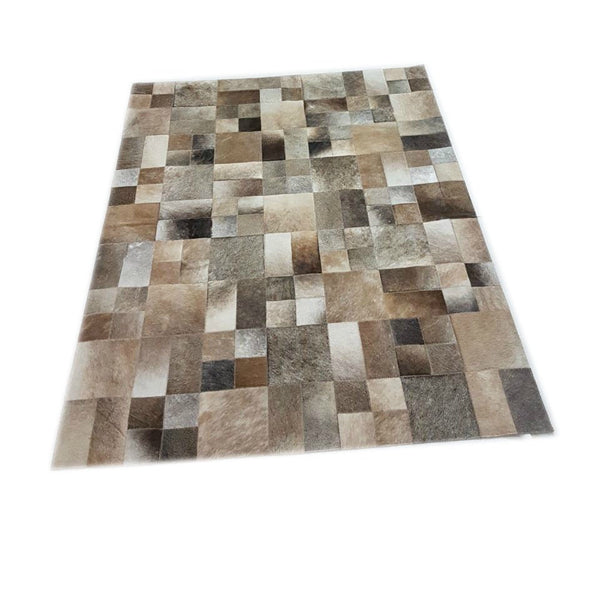 Cowhide Rug Grey Patchwork 1.4 x 1.8 m. Kufhell Teppich Tapis Peau Vache