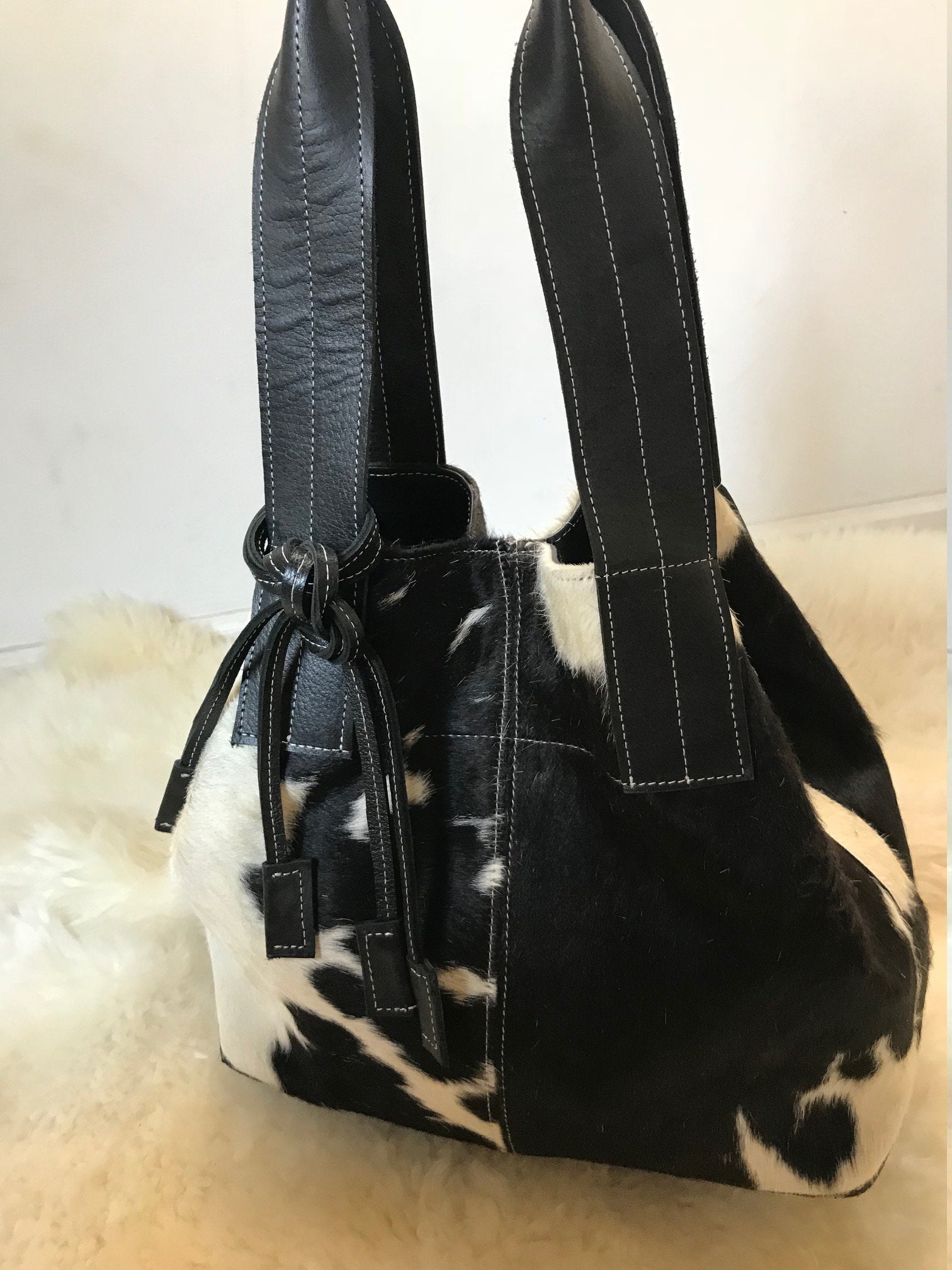 Cowhide  Purse Unique Piece Cow Hide Handbag. Leather Bag