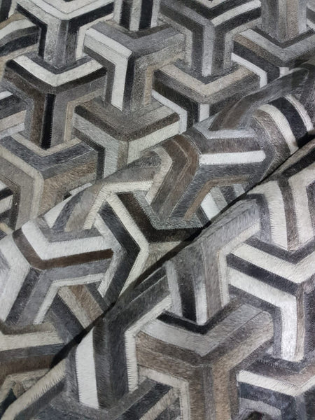 Cowhide Patchwork Rug.  Amazing Design! 6 ft x 8 ft!