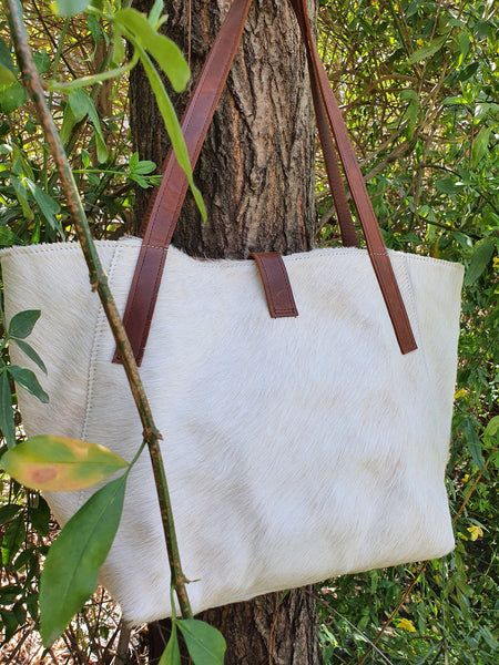 WHITE Cowhide Purse Unique Piece Cow Hide Handbag. Leather Bag.