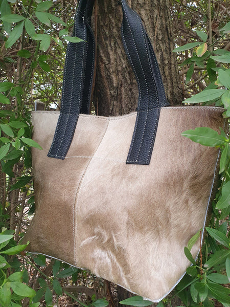 SILVERY Cowhide Purse Unique Piece Handbag Leather Bag