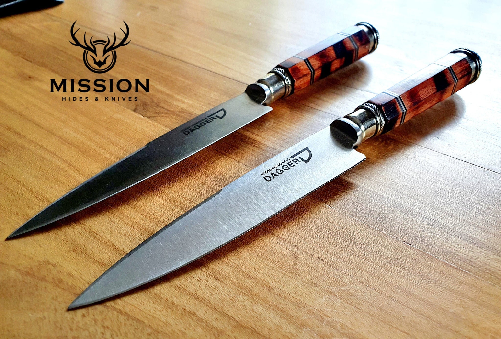 Set x 2 Argentine Gaucho Steak Knives. Stainless Steel 420 Mo Va. Mission Argentina. 5.5" Blade