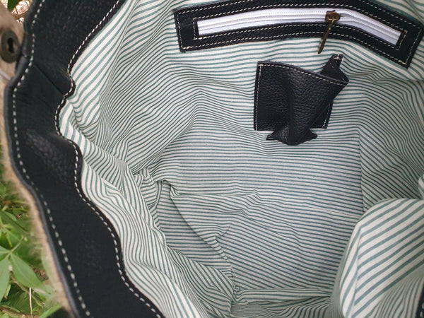 SILVERY Cowhide Purse Unique Piece Handbag Leather Bag