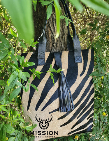 Cowhide  Purse ZEBRA Unique Piece Cow Hide Handbag. Leather Bag. ZEBRE