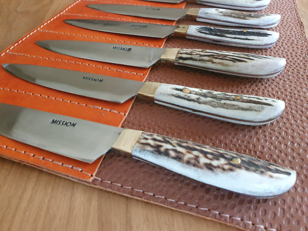 STEAK KNIVES SET x 8 Stainless Steel Deer Horn Gaucho Knives  Mission Argentina. Father Day