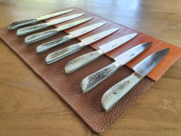 STEAK KNIVES SET x 8 Stainless Steel Deer Horn Gaucho Knives  Mission Argentina. Father Day