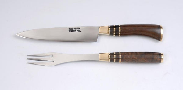 Barbacue Set Knife Fork & Sharpener. Carving Steak. Mission Argentina. Gaucho Knives