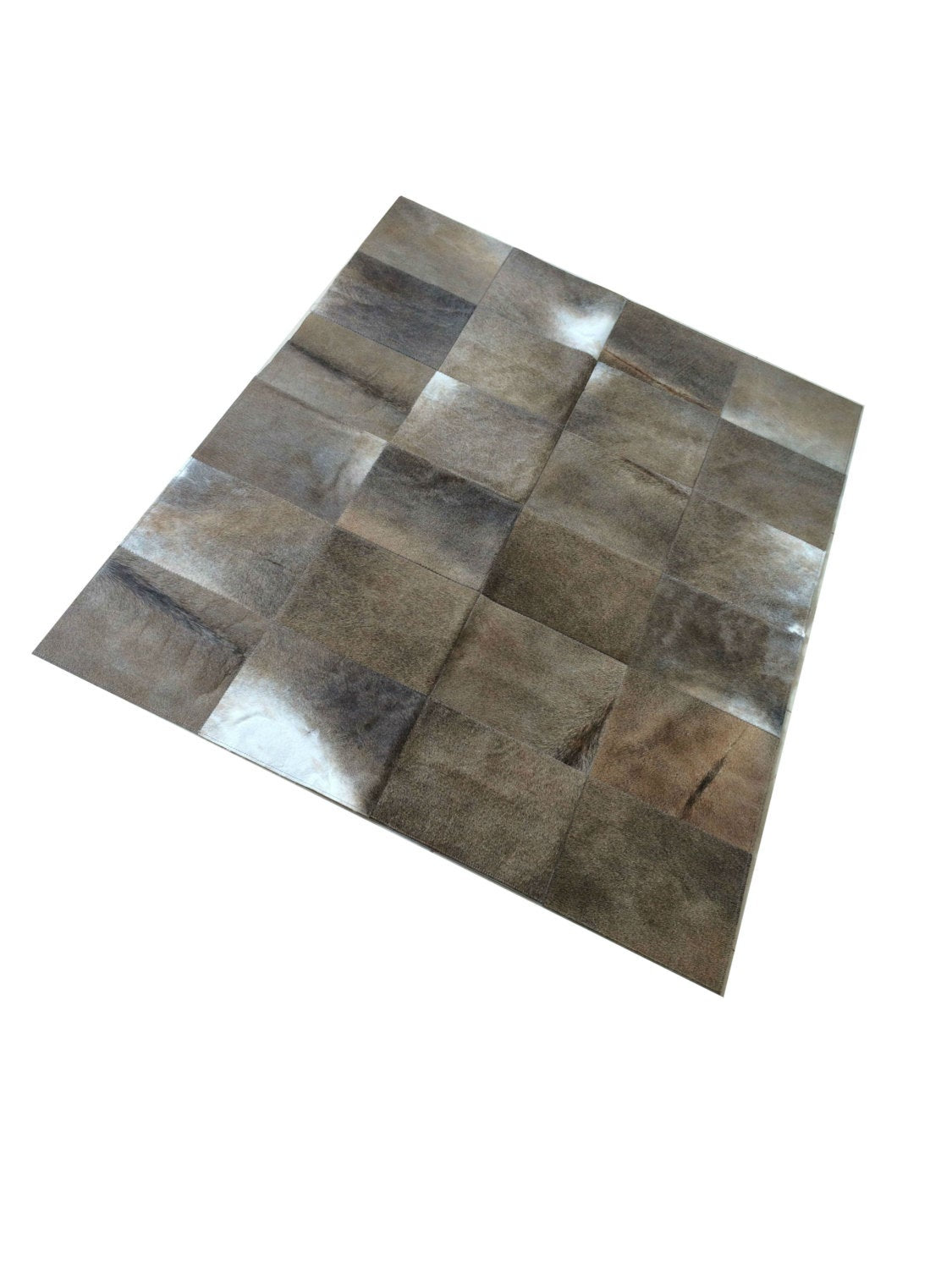 Cowhide Patchwork Rug. DARK GRAY!! Ready to Ship! 4' x 6' ft ! 1ft Squares! A233
