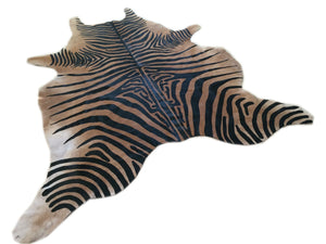 Cowhide Rug ZEBRA BLACK & BROWN Unique!  a261 2.1 x 1.9 m or 6.9 x 6.1 ft Cow Hide Rug Peau de Zebre Piel de Vaca estampada Zebra