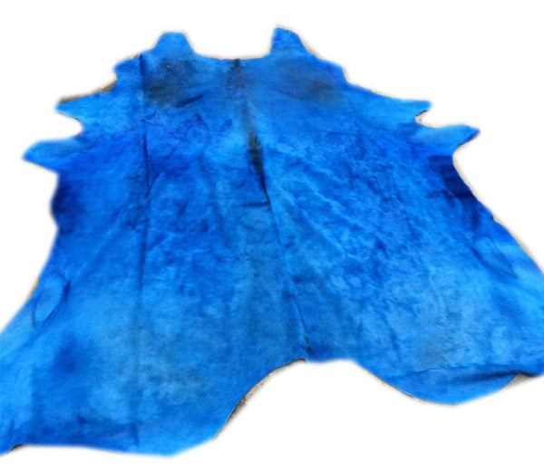 Cowhide Rug BLUE  Dyed Gorgeus! Unique! XL  a301 7.9 x 6.9 ft Cow Hide Rug Peau de Vache